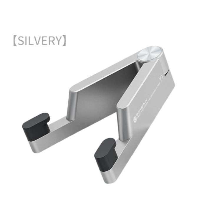 Suport telefon V din aluminiu, design V, ajustabil, argintiu, compact