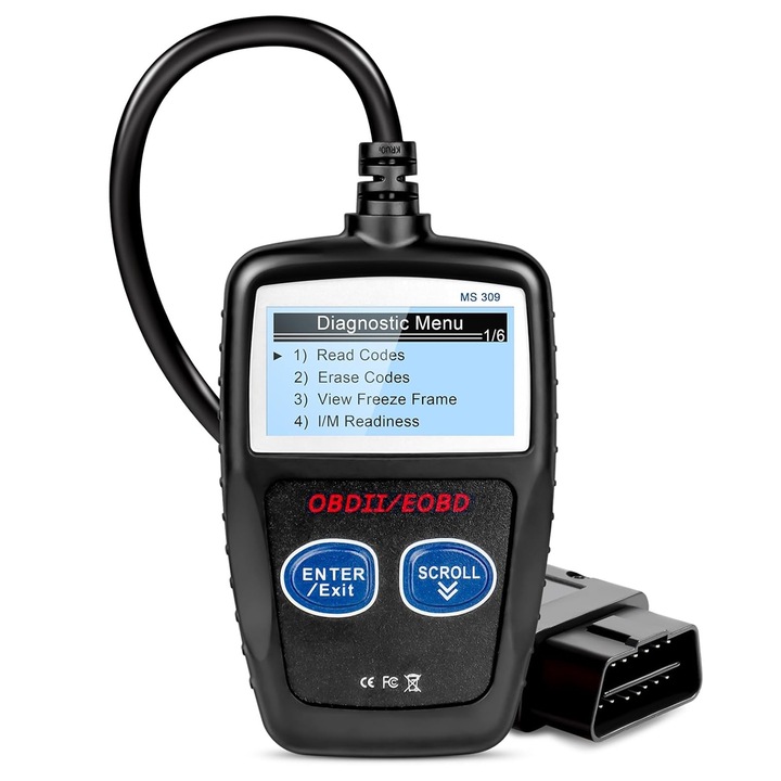 Autódiagnosztikai teszter, Axroad Mall, OBDII/EOBD, Digitális kijelzővel, Hibakódok olvasása/törlése, Motorhiba ellenőrzés, Valós idejű adatfigyelés, Könnyen használható, Autókhoz, Műanyag, Fekete