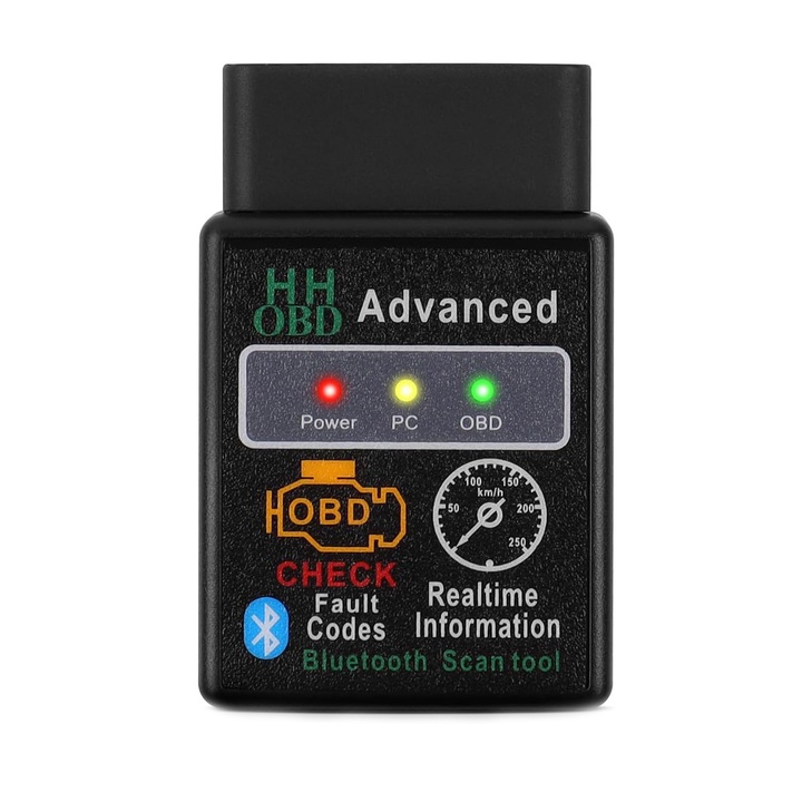 Autótesztelő / OBD II Bluetooth diagnosztikai interfész, Axroad Mall, Valós idejű megfigyelés, Hibakódok törlése, Hordozható, Könnyen használható, Kompatibilis iOS, Android, Windows, ABS, Fekete