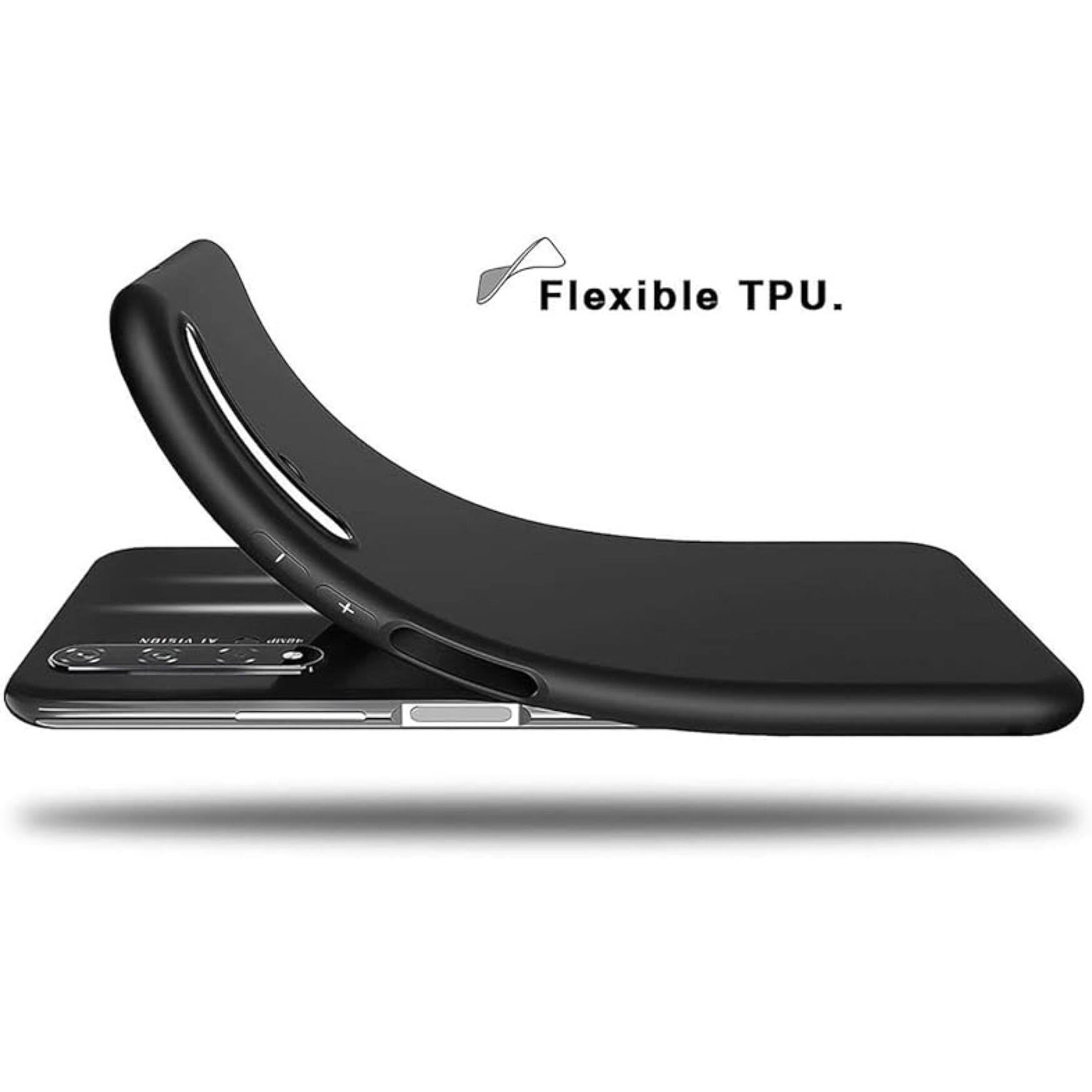 Carcasa pentru telefon, pentru Huawei Nova 5T, Husa subtire rezistenta la socuri, mata, material TPU amortizat, silicon, negru