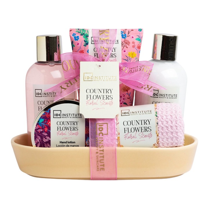 Комплект от 5 продукта за грижа за цветя Country Flower с керамична основа, IDC Institute 56232, 600 мл
