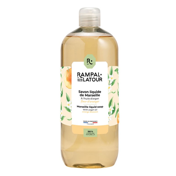 Sapun lichid de Marsilia FLORI DE PORTOCAL, refill 1000ml Rampal Latour