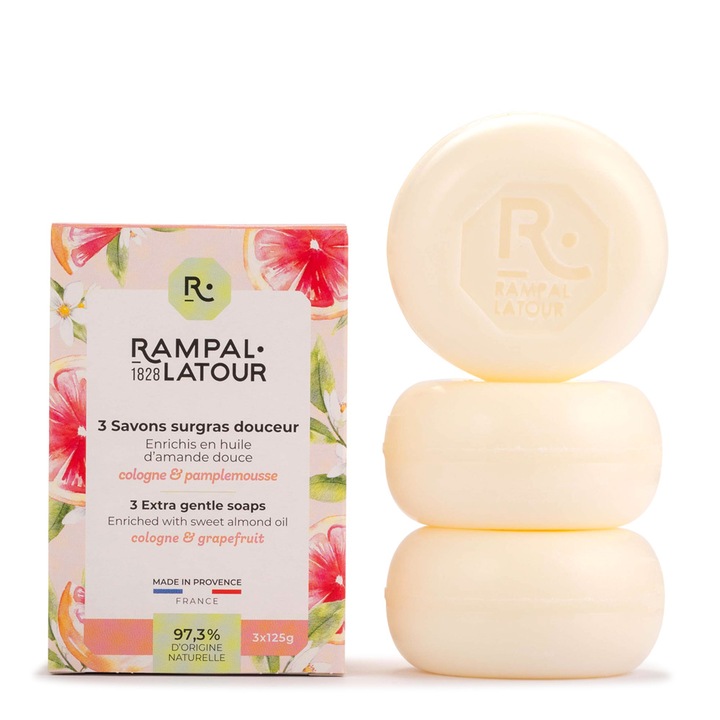 Cutie 3 sapunuri naturale grapefruit 375g Rampal Latour