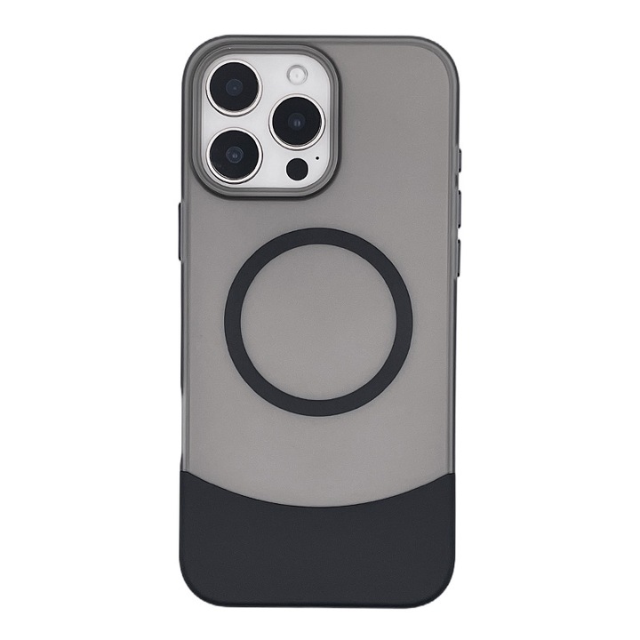 Husa telefon 2 in 1 pentru iPhone 16Pro Max, design magnetic, protectie anti-zgarieturi, Negru