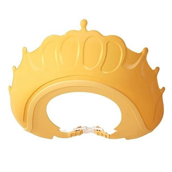 Casca De Protectie EMATTERIO®, Pentru Cap, Ochi Si Urechi Pentru Baie Bebelusi, Coroana Reginei / Regelui, Fara Sampon In Ochi, Reglabila, Silicon/Plastic, Galben