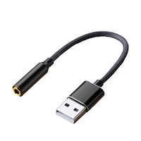 Placa de sunet USB la Mini Jack 3.5 mm Adaptor, Axroad Mall, Plug and Play, Reducere inteligenta a zgomotului, Usor de folosit, Pentru casti, microfon, PS4/5, Aluminiu/Nailon, Negru