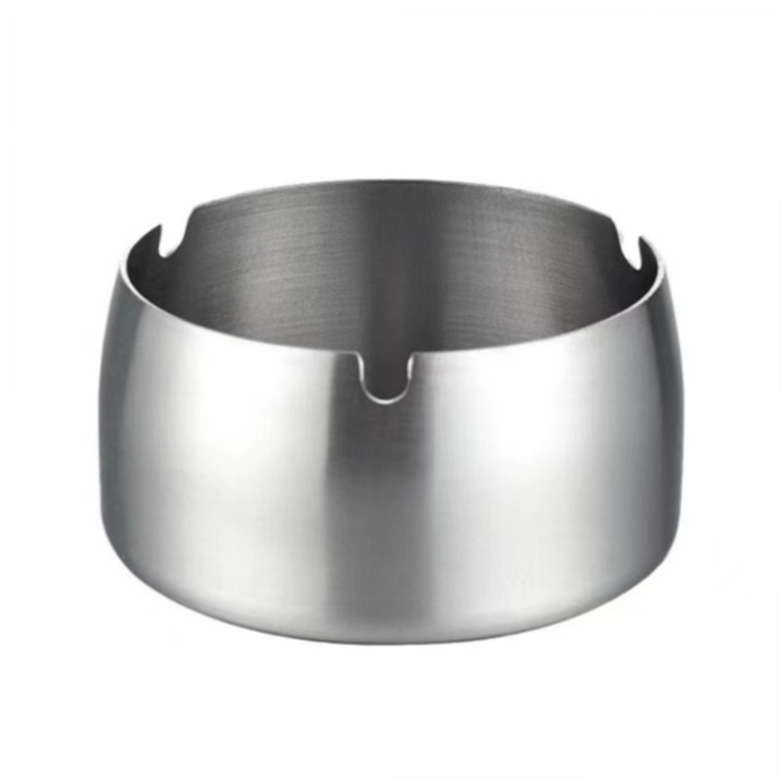 Scrumiera din otel inoxidabil, design rezistent la vant, mare capacitate mare，Argintiu