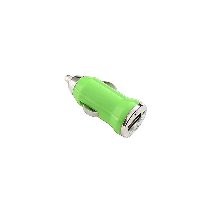 USB autós töltő adapter 1A zöld