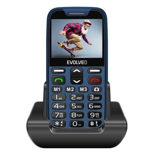 EVOLVEO EasyPhone XR, telefon mobil pentru seniori cu suport de incarcare, albastru