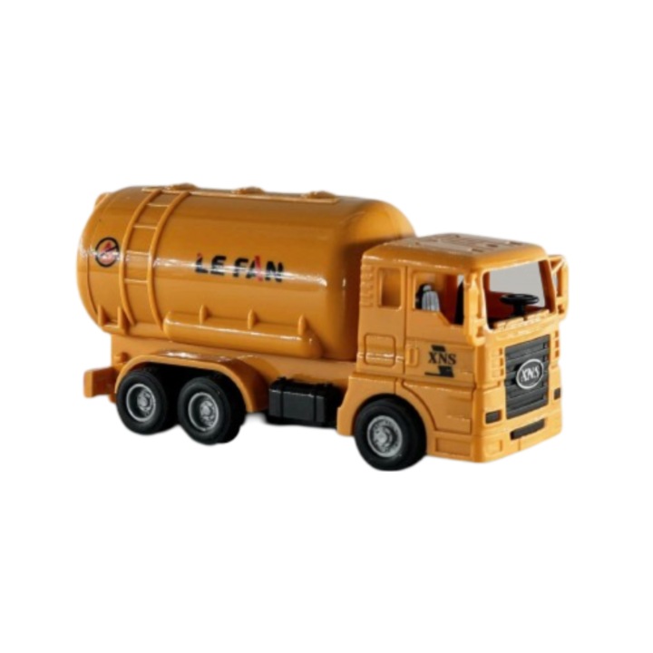 Jucarie masinuta cisterna pentru baieti Mixbo, plastic, 11 cm, galben