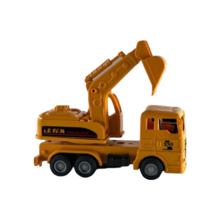 Jucarie masinuta Tracker excavator pentru baieti Mixbo, plastic, 17 cm, galben