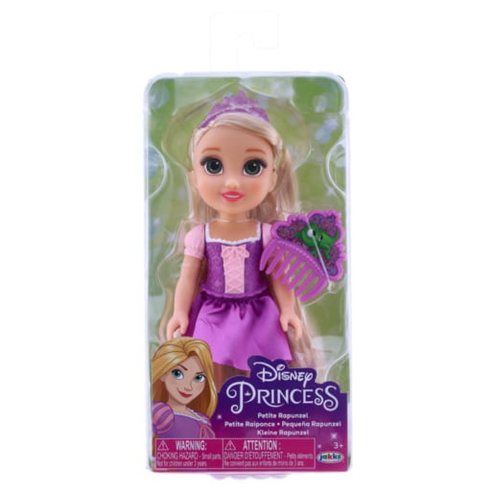 Кукла, Jakks Pacific, Disney Princess Mini Doll Rapunzel, 3 години, 16 см, пластмаса, многоцветен