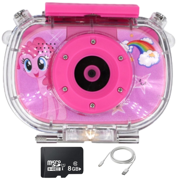 Digitális fényképezőgép gyerekeknek, SMARTIC®, SRKDC-0025BR modell, 8GB micro SD kártya, fotó, videó, szelfi funkciók, integrált játékok, MP3, rózsaszín