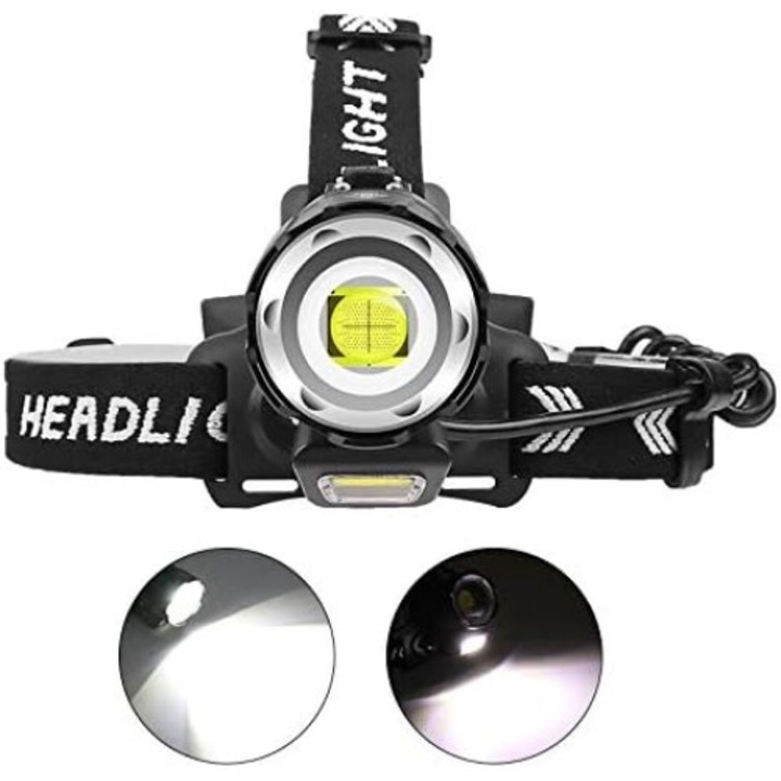 Фенер JFYU с батерия, 12000 lm, 3 батерии, водоустойчив, регулируем, за къмпинг и туризъм