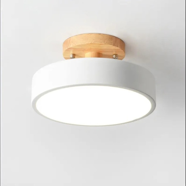 Lustra LED Nordic Wood, Alb, 18 x 10 cm, 12W, LALELULI®