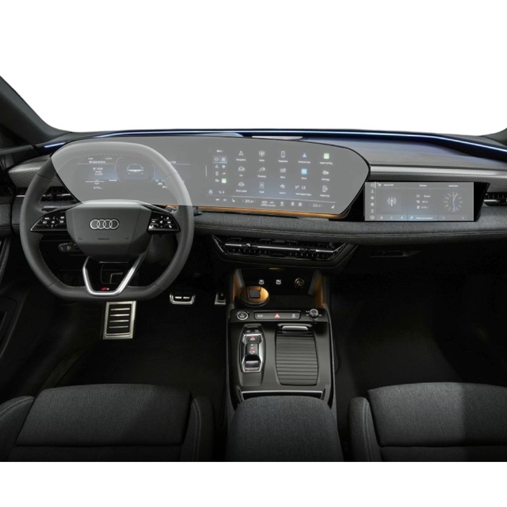 Folie Protectie Navigatie Audi Q6 e-tron quattro 2024+, Duragon, protectie Display Navigatie, Ceasuri de Bord si Ecran pasager, silicon Mat, Anti-zgarieturi, Anti-amprenta, Anti-reflex, Regenerabila, Flexibila, Anti-Shock, kit instalare