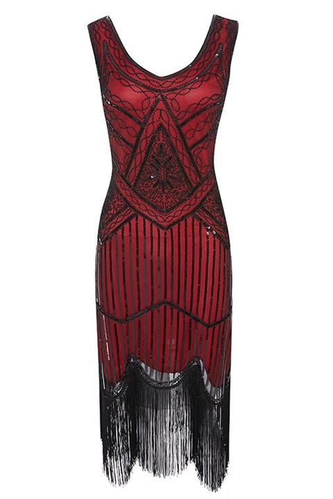 Rochie retro din paiete, fusta sexy de petrecere, rosu, Rosu