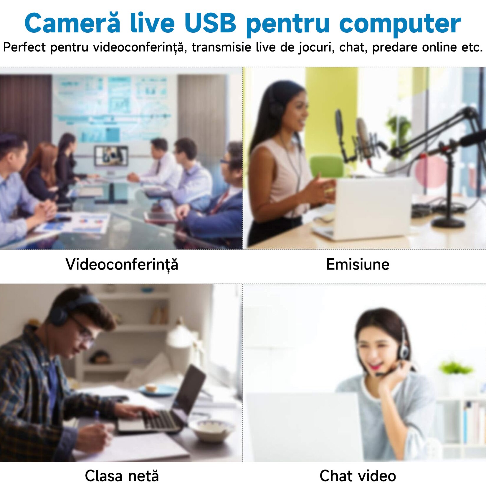 Jfyu Camera Web JFYU, 2K, Ultra-HD, Autofocus, Microfon Reducere Zgomot ...