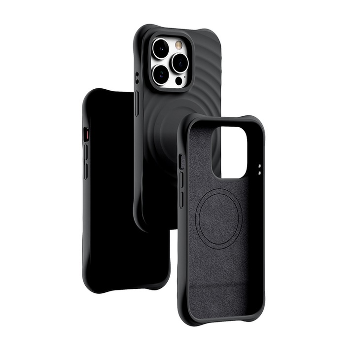 Защитен калъф за телефон, Силикон, За iPhone 16 Pro, Черен