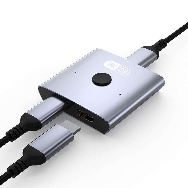 Switch Bidirectional HDCP 2.1 8k 60Hz, 4k 144hz, XGETOP®, 2x1 Splitter 1x2 HDR HDMI