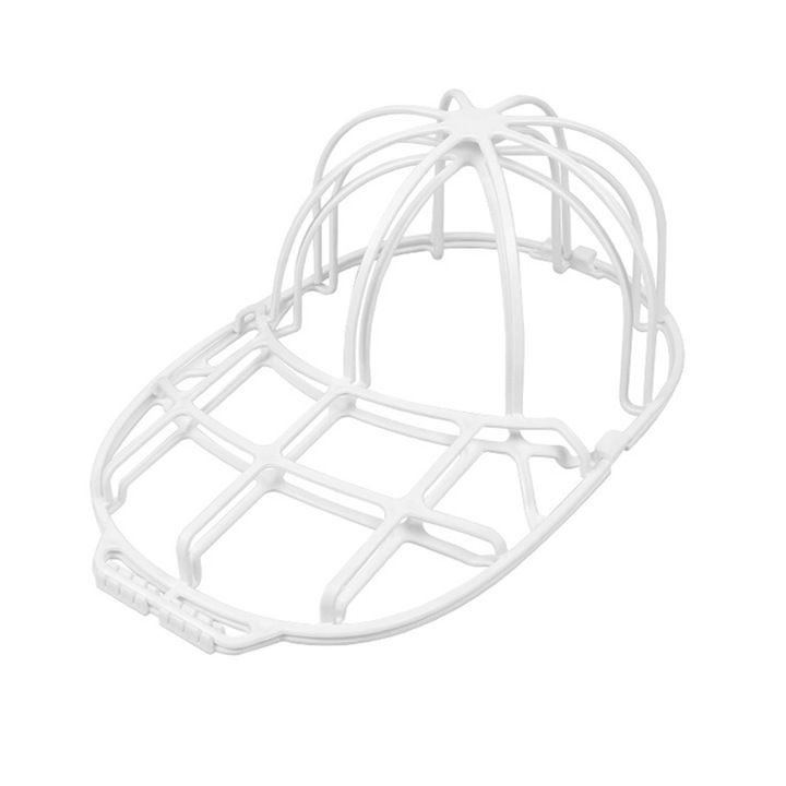 Suport de sapca de spalat, SINBINTA, Curatare multifunctionala, Preveniti deformarea palariei, Design cu patru agrafe laterale, Pentru Spalare Sapca La Masina De Spalat, Polipropilena, 35.3 x 22 x 12.4cm, Alb