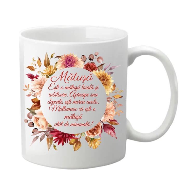 Cana personalizata - Esti o Matusa loiala si iubitoare, alba, 330 ml