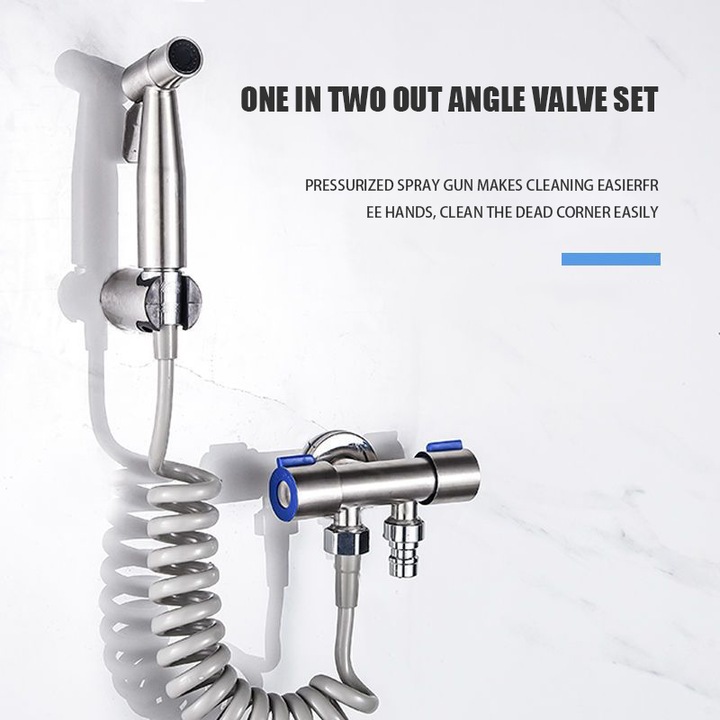 Set dus igienic pentru igiena intima, baterie bideu si WC din otel inoxidabil