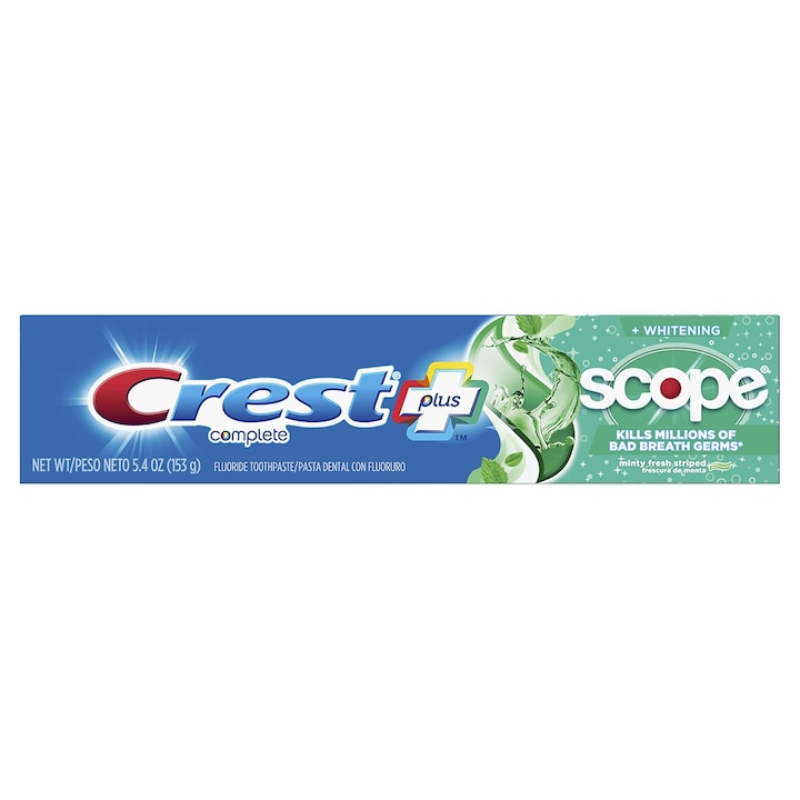 Паста за зъби, Crest, Complete Plus, Scope Outlast Active Whitening, за свеж дъх и избелване на зъби, 153 гр