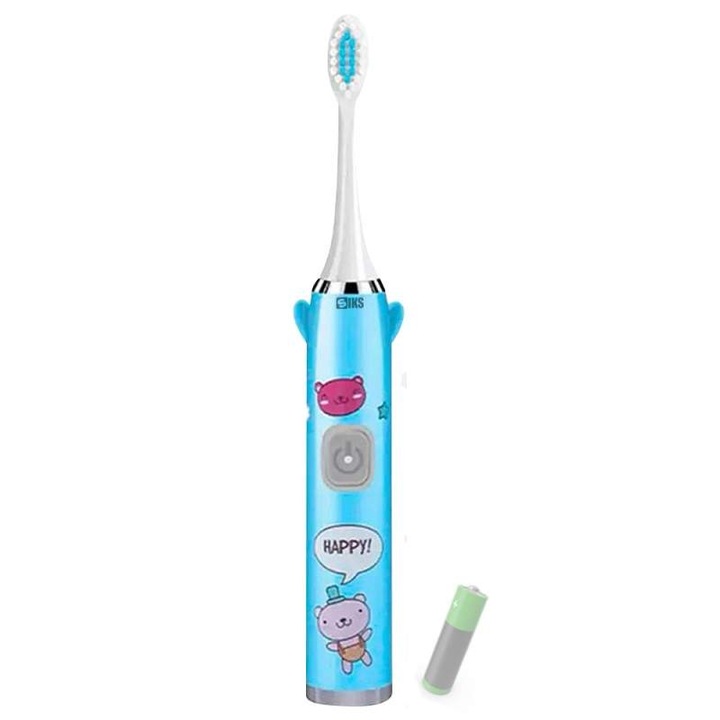 Periuta De Dinti Electrica SIKS Pentru Copii, 1 Treapta Intensitate, Peri Moi, Rezistenta La Apa, Model Unicorn, Cu Baterie, Albastru