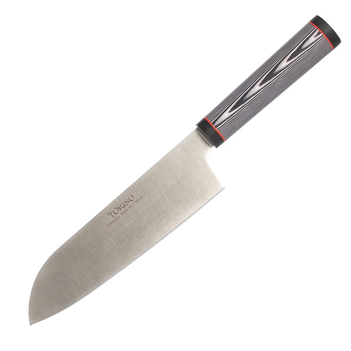 Cutit de bucatarie japonez Tokisu Santoku 19.5 cm lama, maner zebra 17460