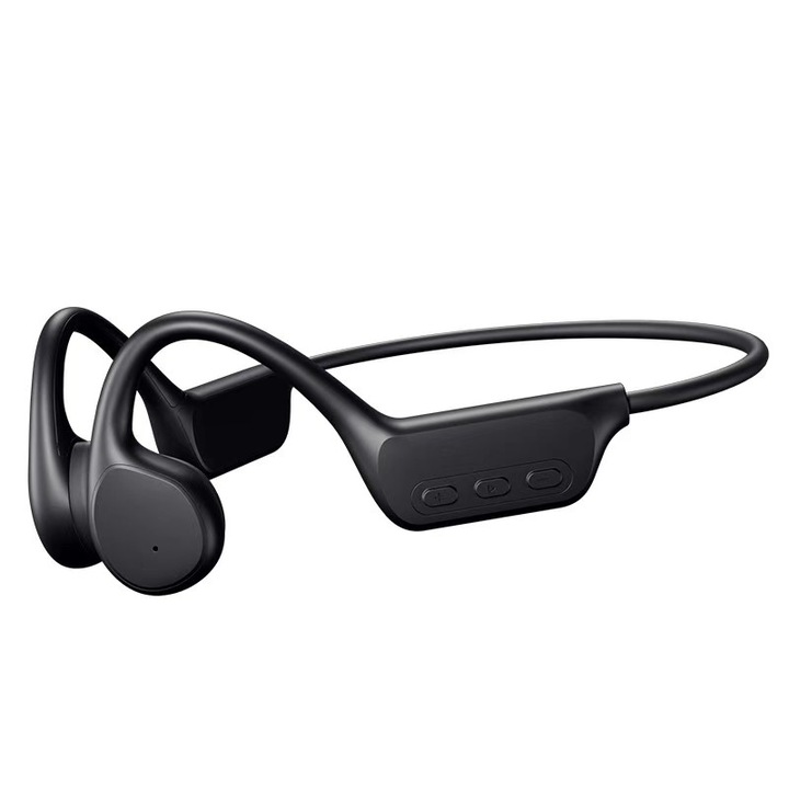Casti wireless cu conductie osoasa, Bluetooth 5.3, waterproof, negru