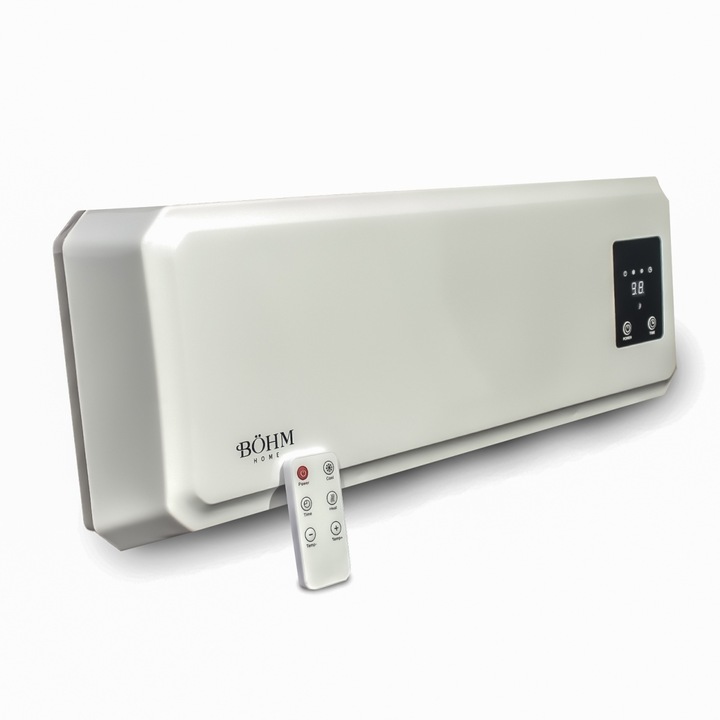 Fali ventilátor 2 teljesítményfokozattal 1000/2000W, távirányító, időzítő 1-12h