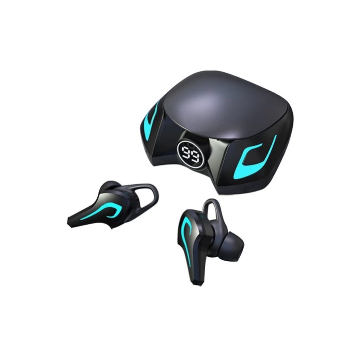 K8 vezeték nélküli fejhallgató, Bluetooth 5.2, IPX5 vízálló, fekete