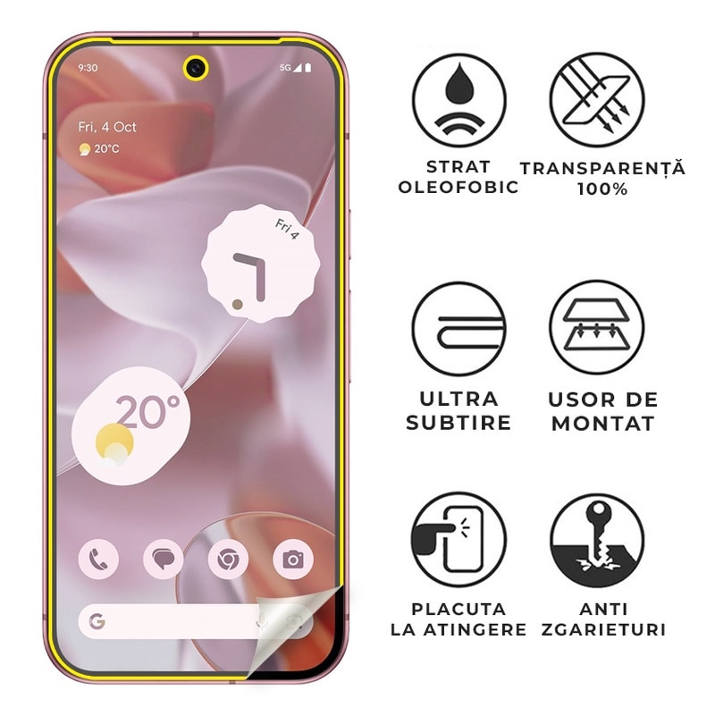 Folie Silicon Ecran pentru Samsung Galaxy S20 Plus, Silicon Hydrogel Regenerabil, Flexible Hydro-Crystal, Protectie Completa, Full Glue, Instalare usoara, Set complet pentru Instalare