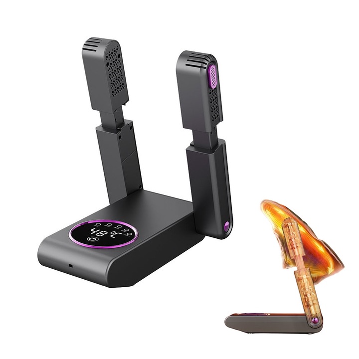 Uscator pentru Incaltaminte Electric, pliabil Uscator de incaltaminte Domax, de mare putere uscare rapida, pentru bocanci, manusi, Purpuriu profund, Model cu brat unic