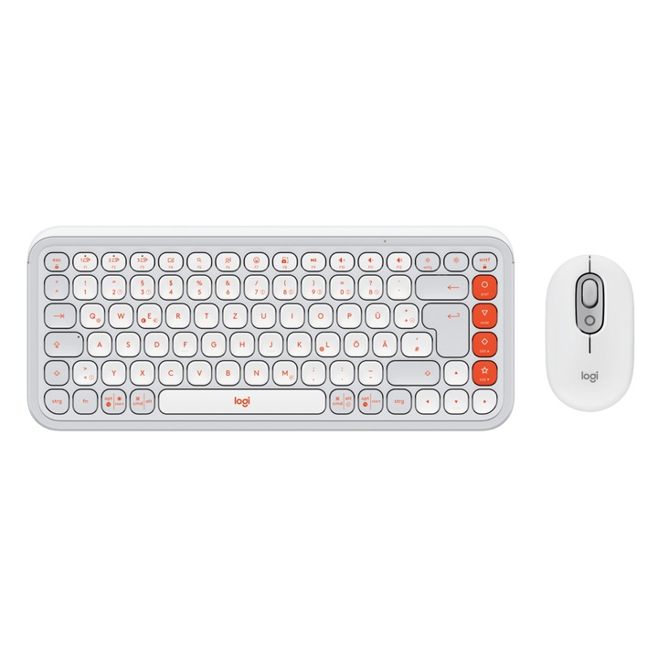 Комплект безжична клавиатура + мишка Logitech POP ICON COMBO, Bluetooth, EasySwitch, OffWhite