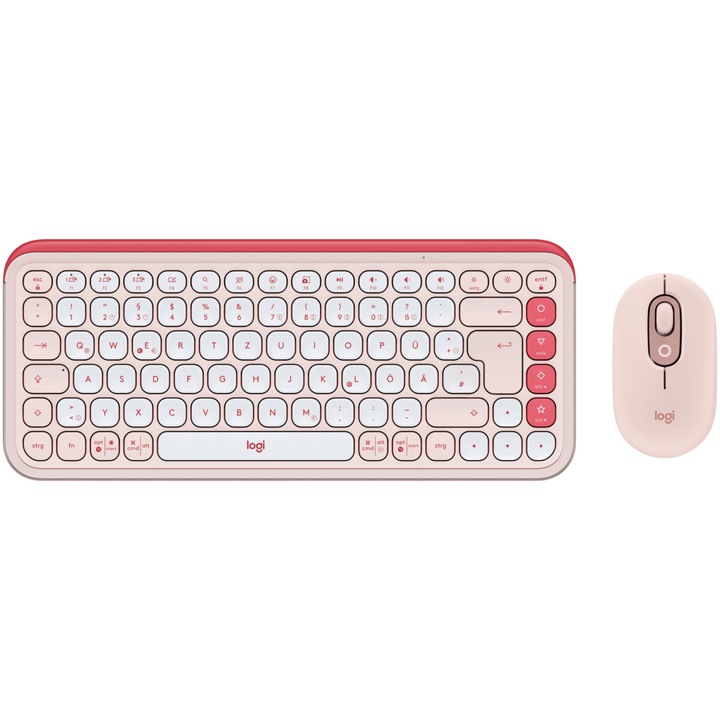 Комплект безжична клавиатура + мишка Logitech POP ICON COMBO, Bluetooth, EasySwitch, Rose