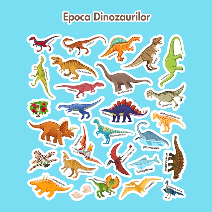 Детска образователна книга със стикери, многократно залепване, Quiet Book, ерата на динозаврите