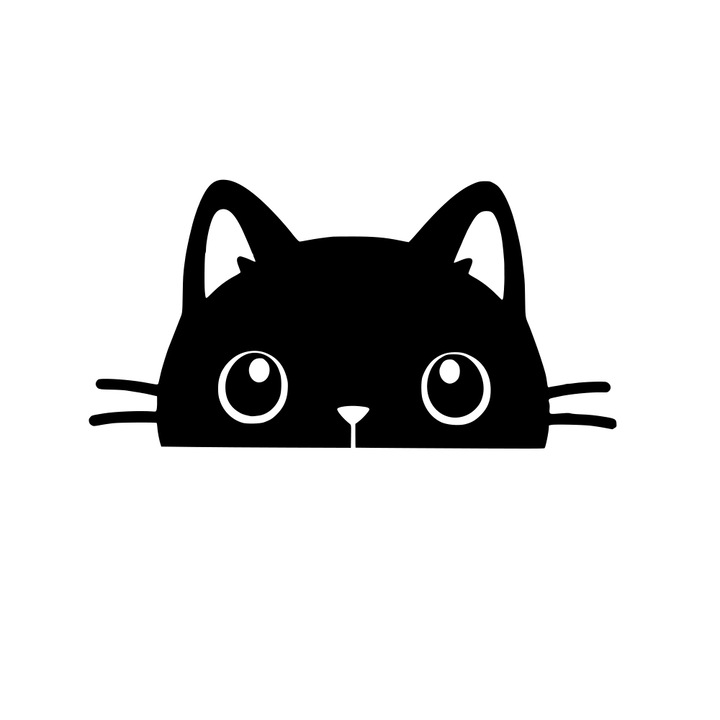 Sticker auto pisica, KraftGarage, 10x5 cm, Negru