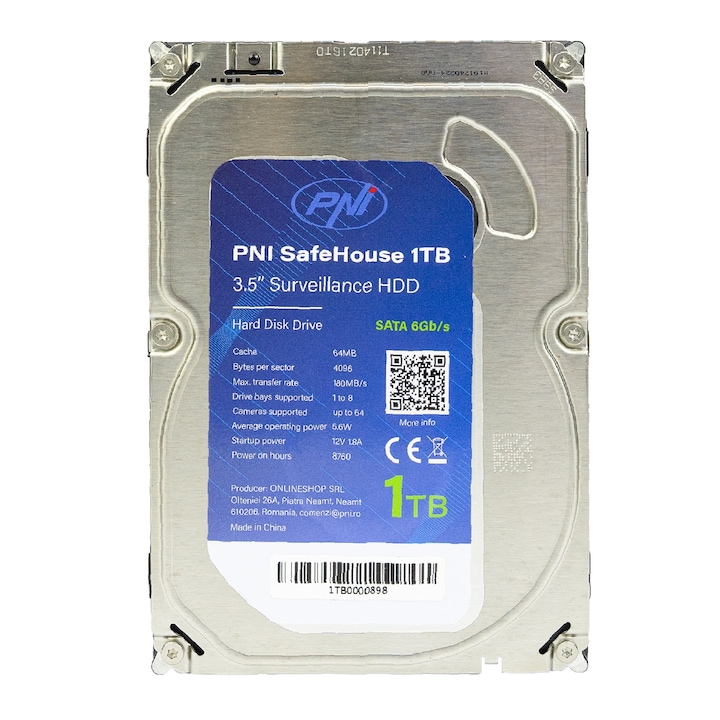 Вътрешен хард диск PNI SafeHouse 1TB, 3.5" HDD, CCTV, 64MB, за системи за наблюдение