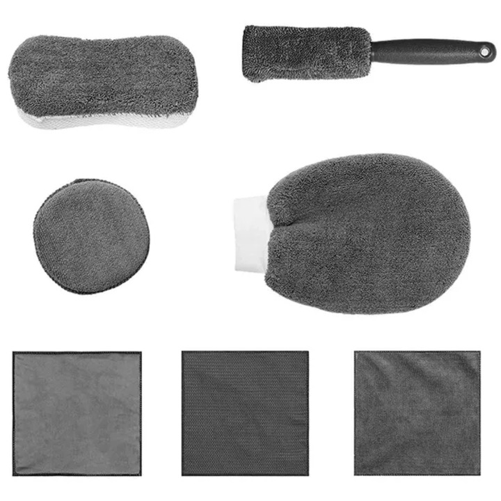 Set 9 accesorii curatare auto, ZakupyTV, nylon, gri