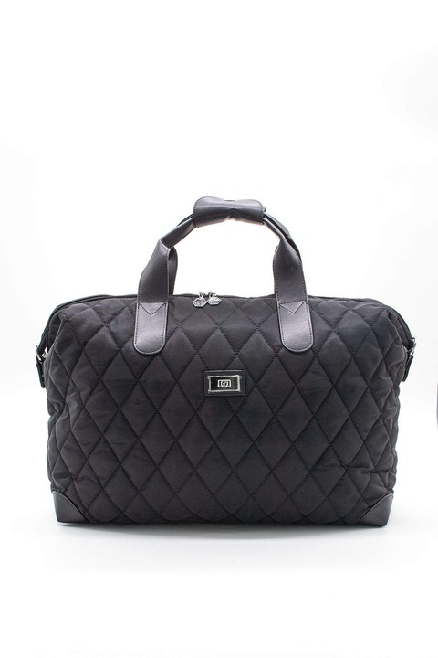 Silver&Polo, Geanta duffle cu logo, Negru