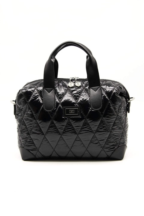Silver&Polo, Geanta duffle cu logo, Negru