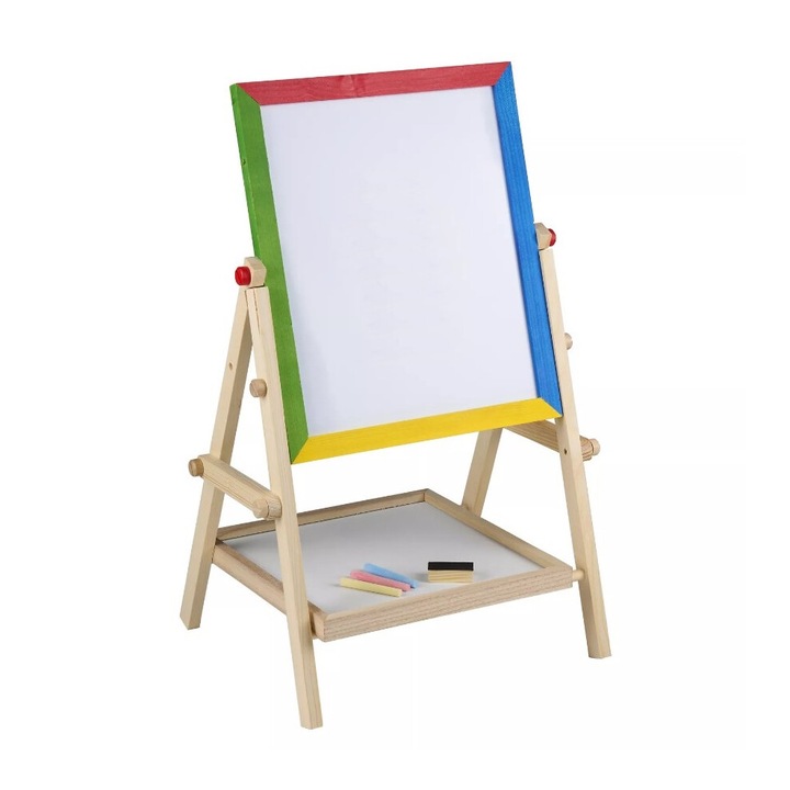 Tabla multifunctionala cu doua fete, pentru copii, lemn, 64 x 38 cm, Vivo 16823