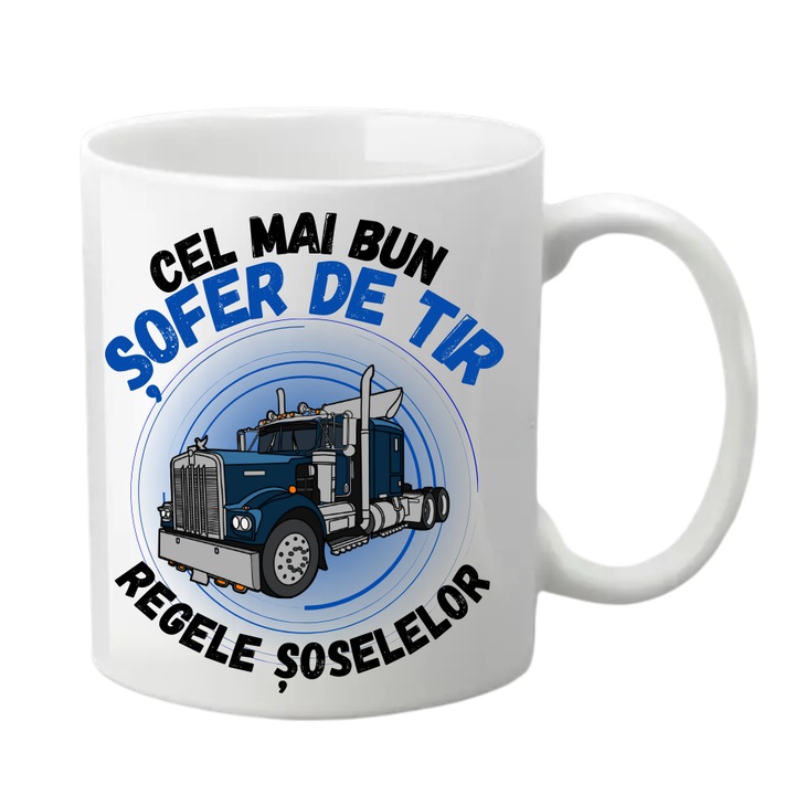 Cana personalizata - Cel mai bun sofer de tir, alba, 330 ml