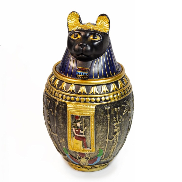 Urna pentru animale de companie, decorativa, design egiptean, capacitate 400ml, 22x13x13cm