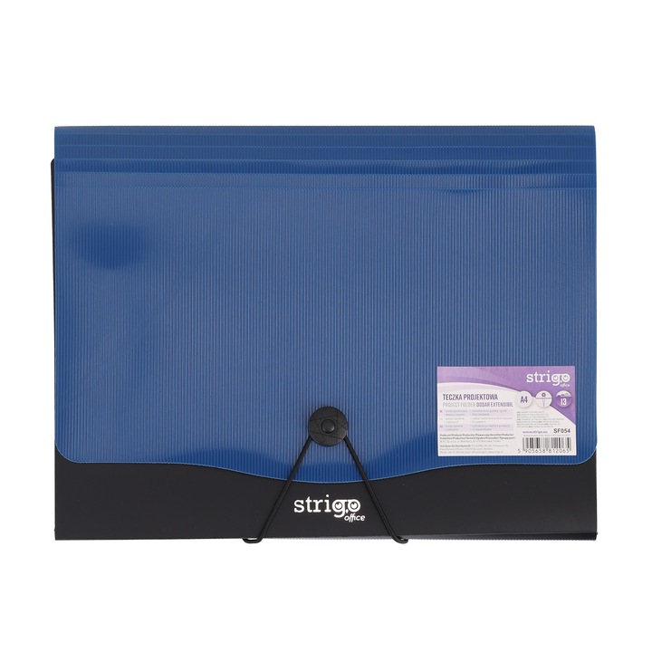 Папка Strigo PP, A4, 13 отделения, ластик, метална щипка, тъмносиня