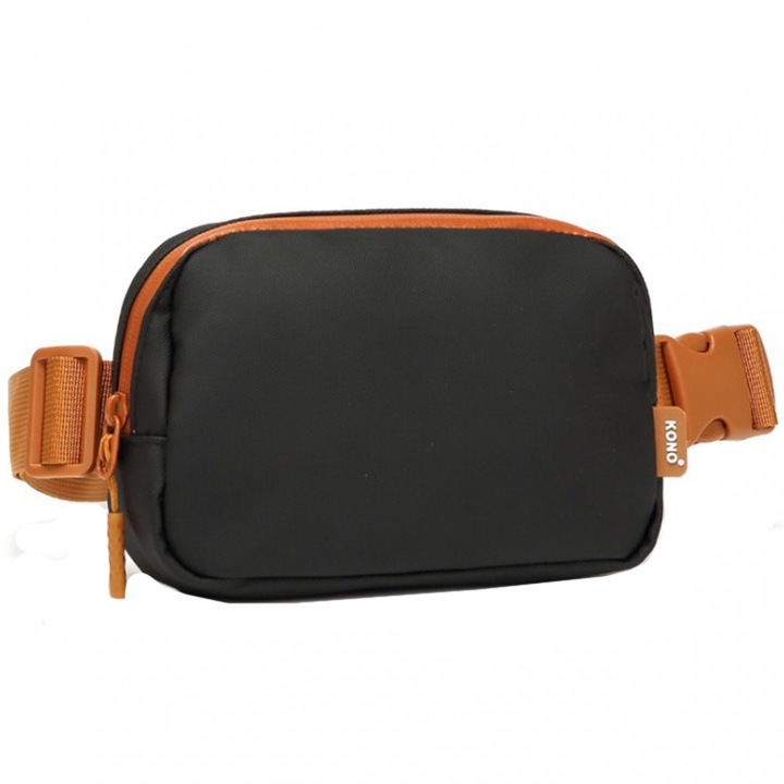 Női kézitáska, minimalista és vízálló, Kono EQ2345BKBN fekete barna