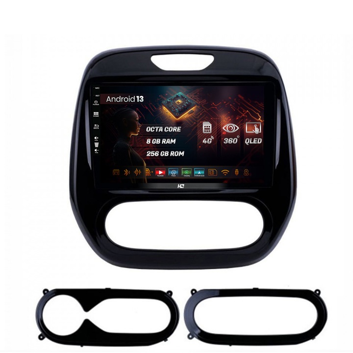 Navigatie HUB64 Renault Captur (2013-2019), 8GB RAM, Android 13, Octacore, Slot Sim 4G, DSP, GPS, Wi-FI, Carplay, Android Auto, USB, Bluetooth, Waze, Touchscreen, 9 Inch