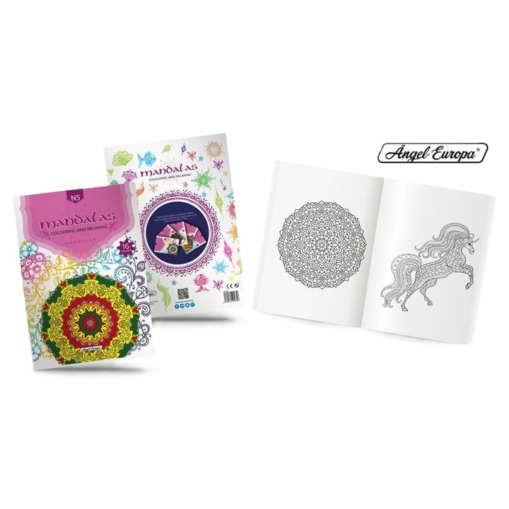 Carte de colorat cartonata Mandala pentru copii, 36 de pagini mandale, Antistres, Colarare si Relaxare, A4, 29, 7 cm x 21 cm, Volumul II